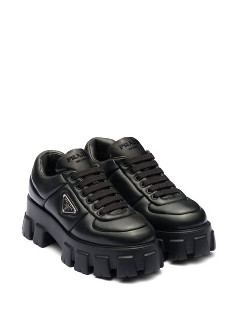 prada appliquéd leather sneakers|Prada knit sneakers women's.